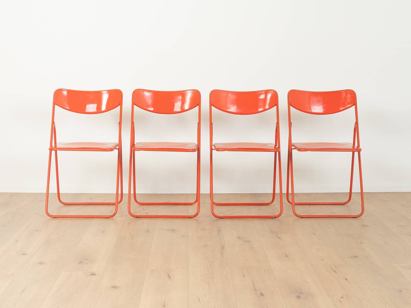 Timeless TED folding chairs by Niels Gammelgaard for IKEA from the 1970s in red (set of 4)