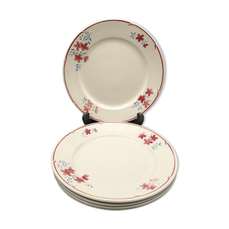 lot 5 plates half porcelain flowers badonviller