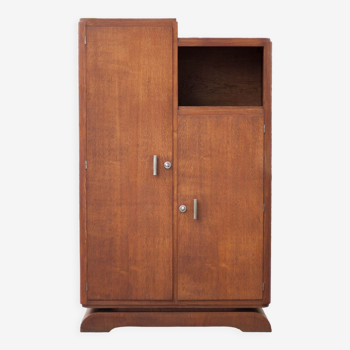 Art Deco cabinet, asymmetrical art deco cabinet, wood cabinet 40s