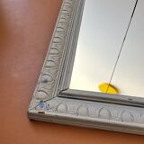 Antique mirror with gray wooden frame