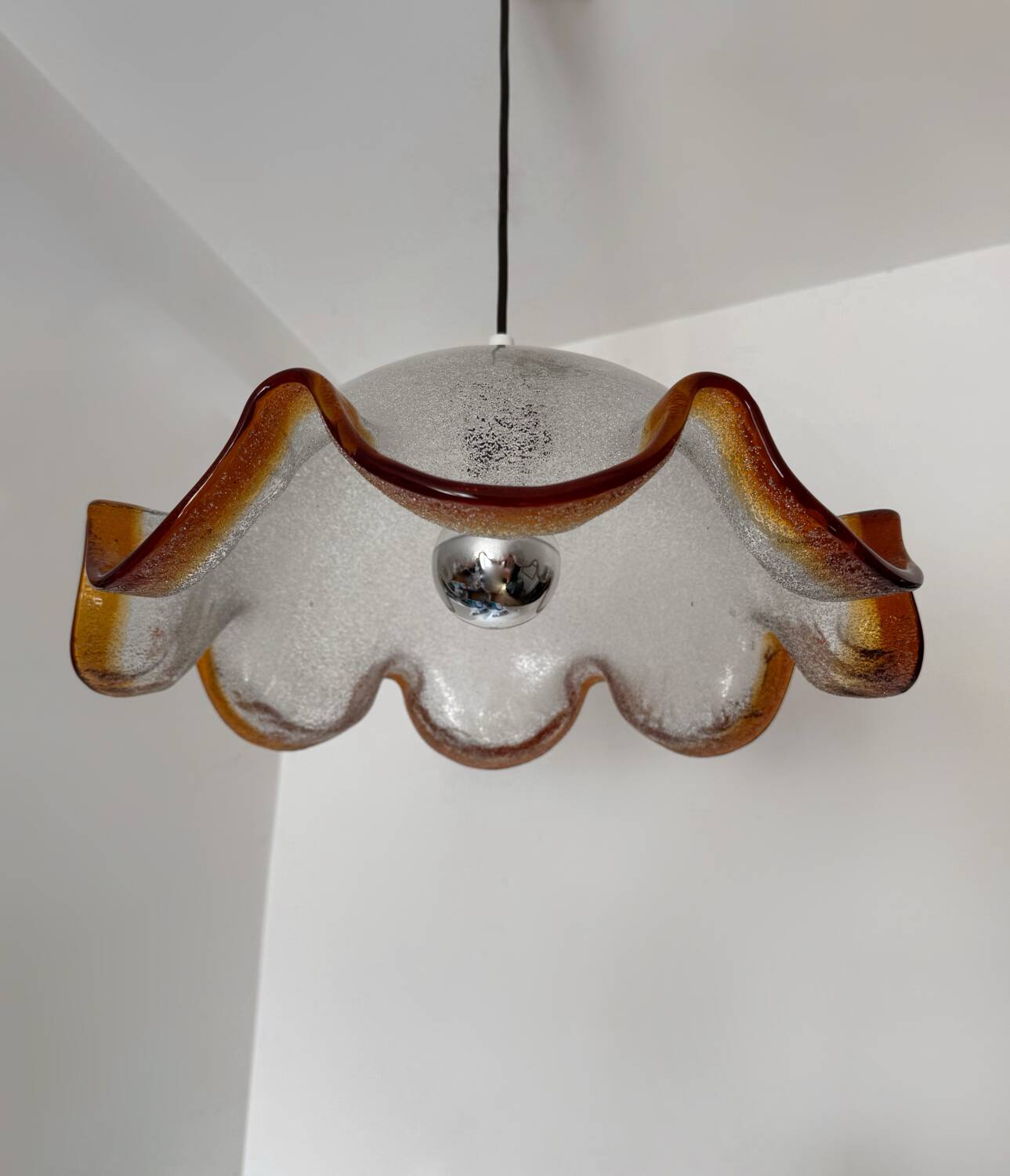 Murano glass flower pendant light from the 70s