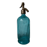 Ancien siphon en verre bleu