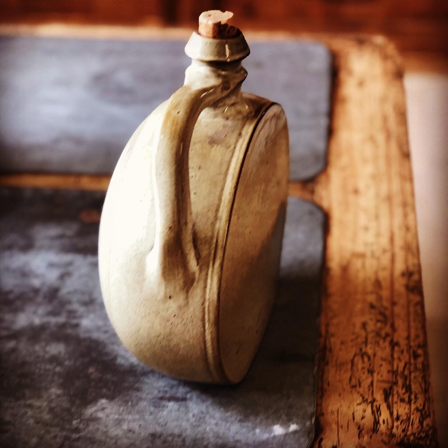 Enamelled sandstone flask