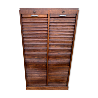 1950 oak cabinet storage cabinet with double curtains
