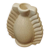 Neo-Art Deco white crackled ceramic vase with raised palmettes
