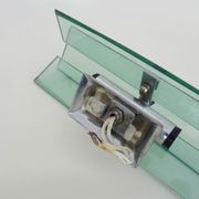 Stainless steel wall lamp and bluish glass, 2 lights, Veca 1960