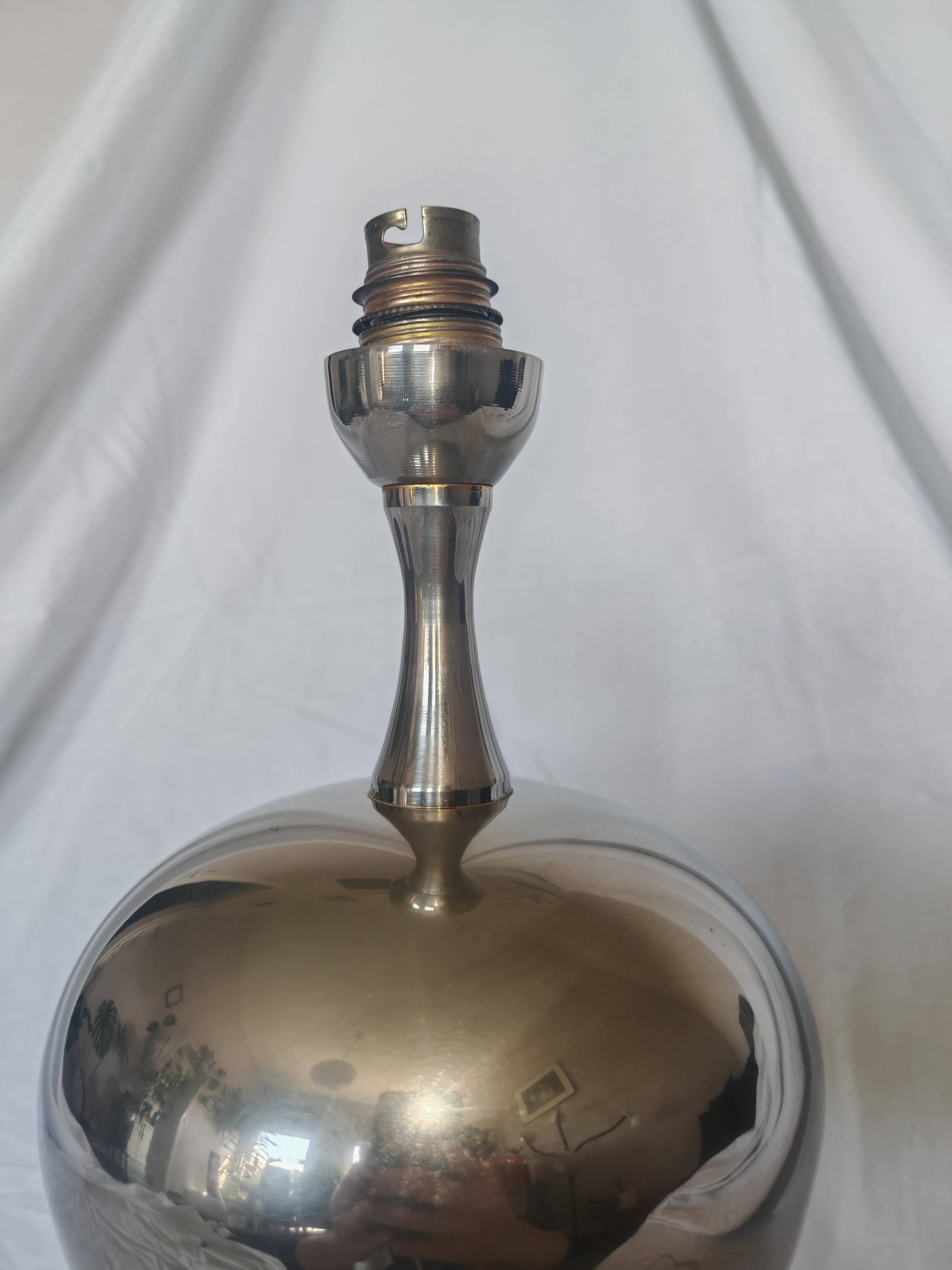 Pied de lampe Philippe Barbier, inox, 1970