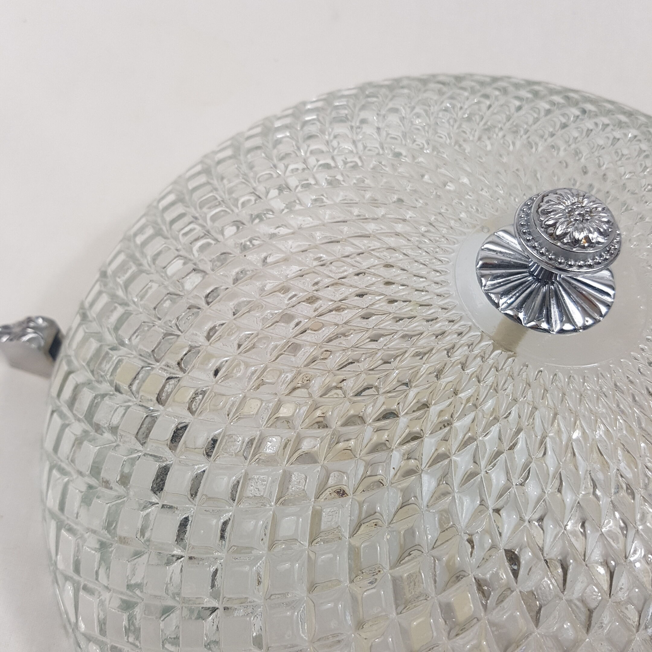 Glass and chrome ceiling light