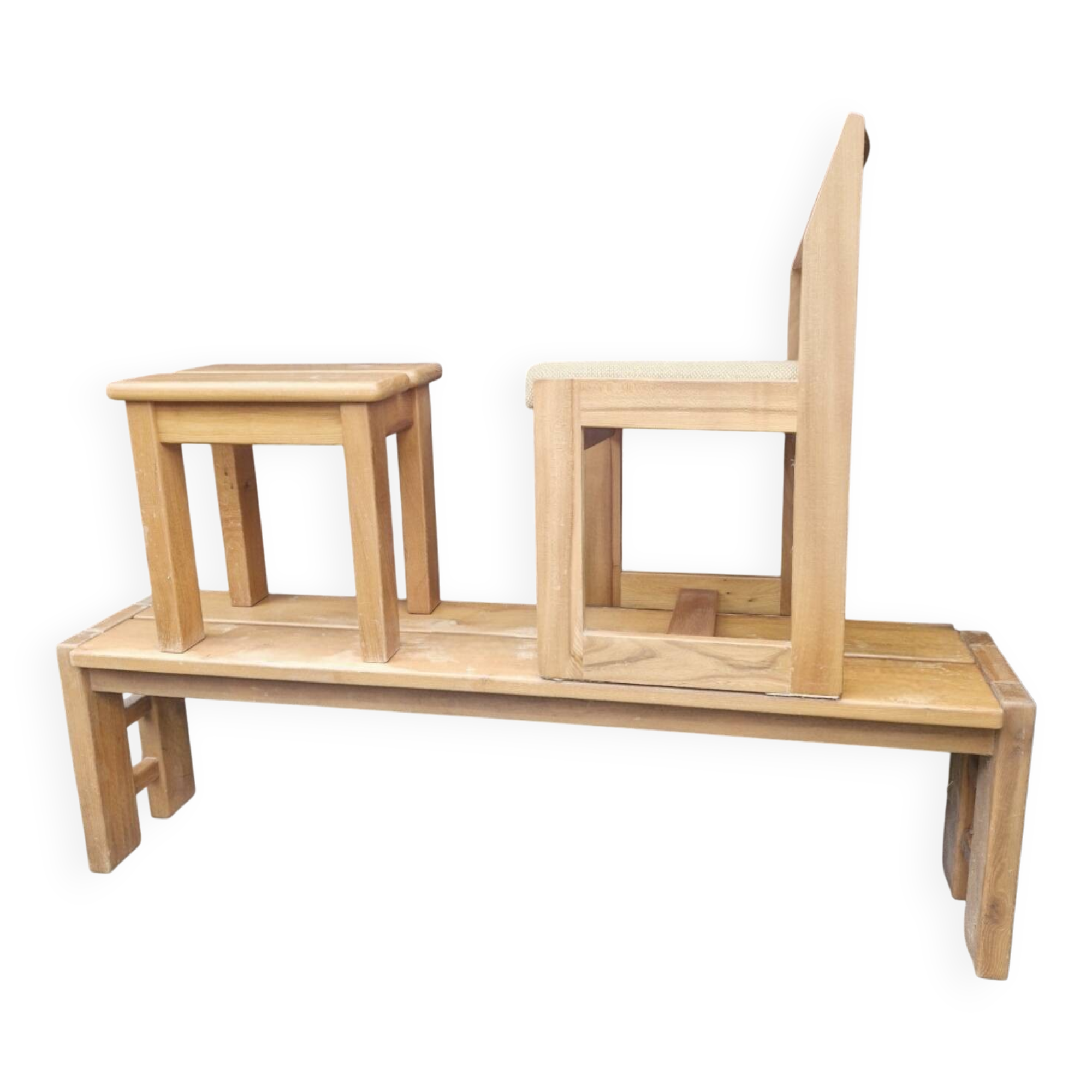 Maison regain set of 3 pieces in solid elm from the 70s and 80s.