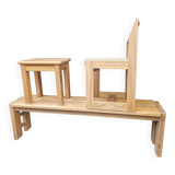 Maison regain set of 3 pieces in solid elm from the 70s and 80s.