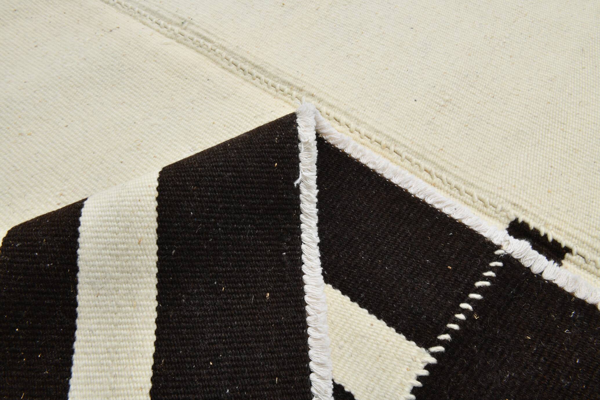 Black Beige Modernist Vintage Kilim Rug, 240x392Cm