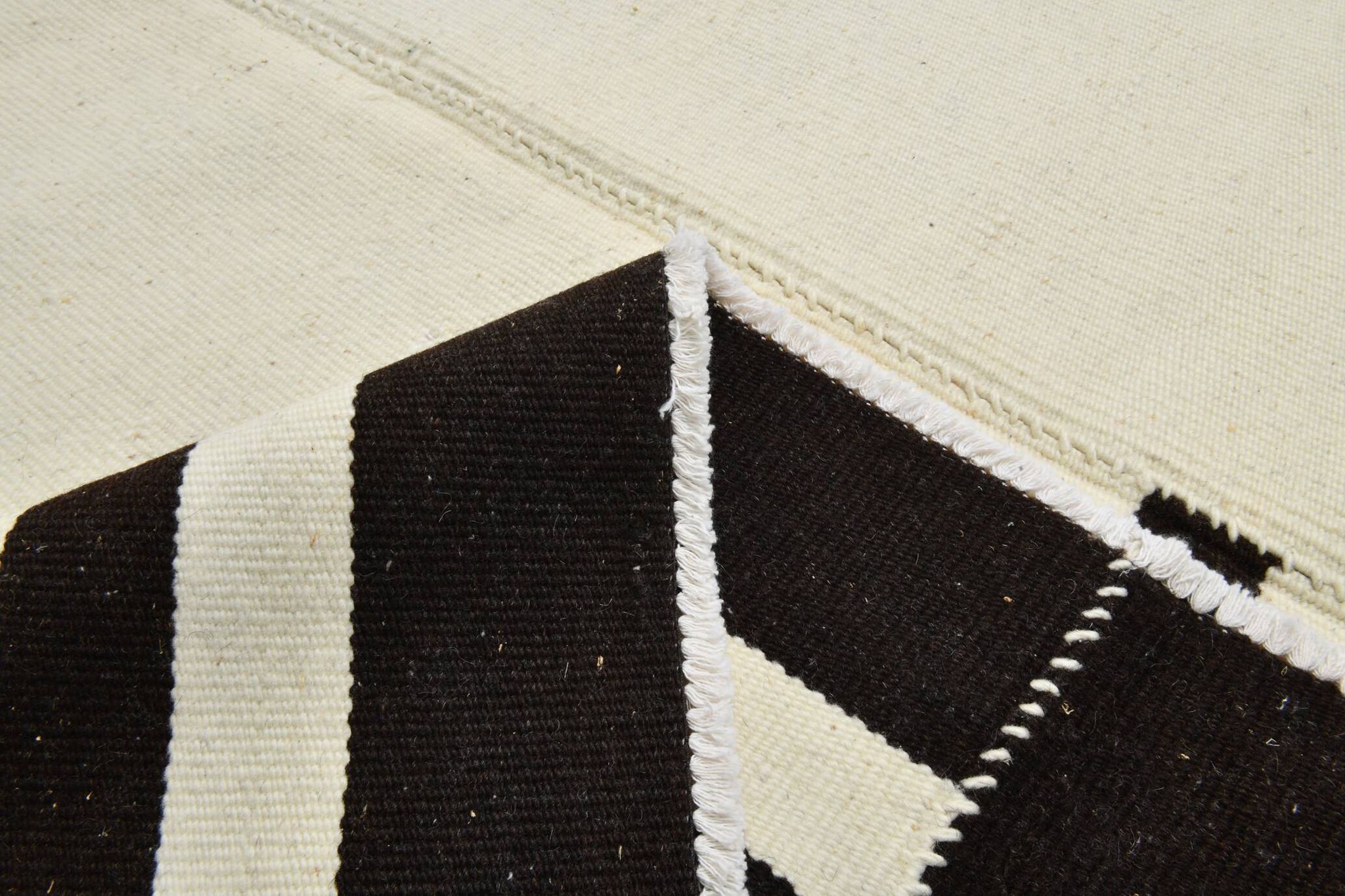 Black Beige Modernist Vintage Kilim Rug, 240x392Cm