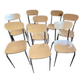 Lot de 8 chaises vintage en formica et métal, années 60-70