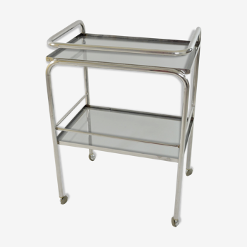 Chrome and glass bar cart 70s