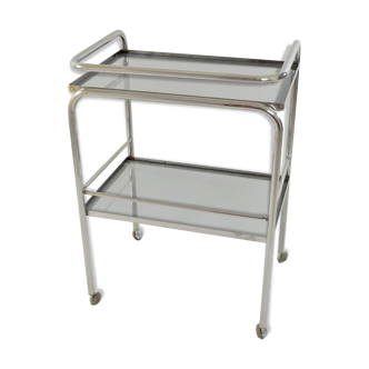 Chrome and glass bar cart 70s