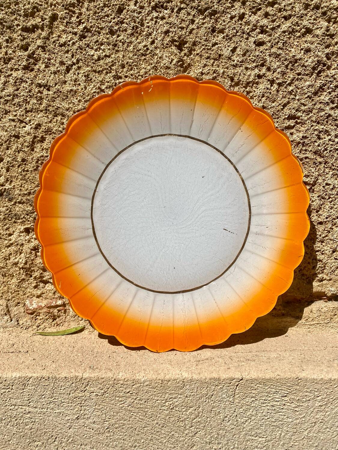Large orange tulip plate 70's