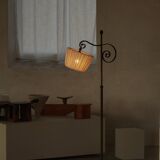 20th-century wrought iron floor lamp with swirling detail, Danish Art Deco.