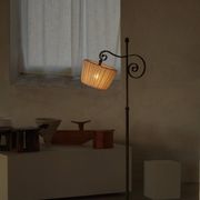 20th-century wrought iron floor lamp with swirling detail, Danish Art Deco.