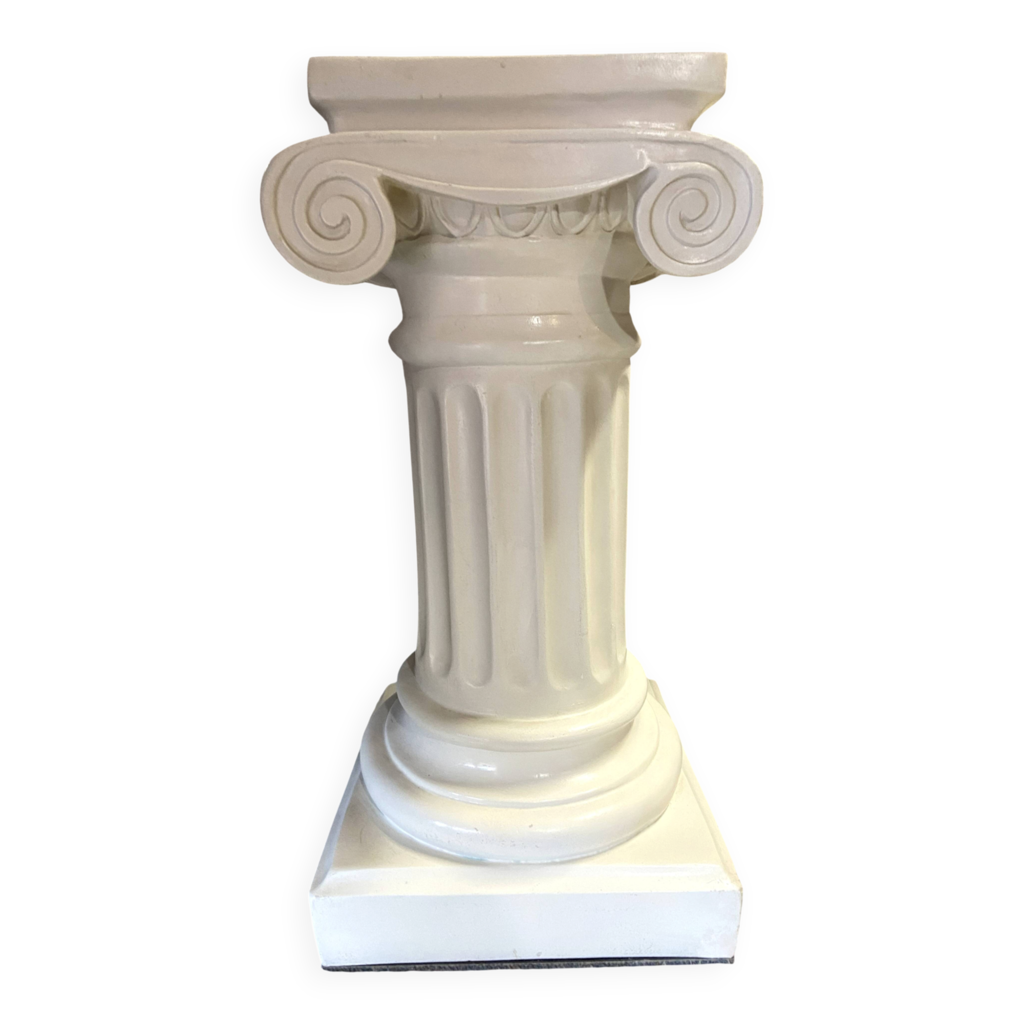 Elegant Pedestal Column in Hardened Plaster with Ionic Volute Capital