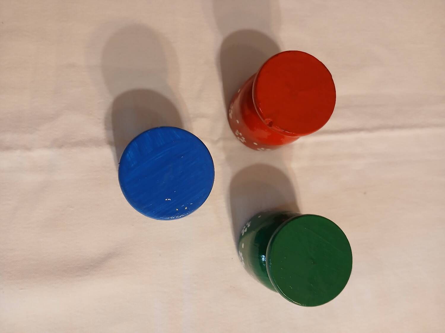 3 old wooden egg cups