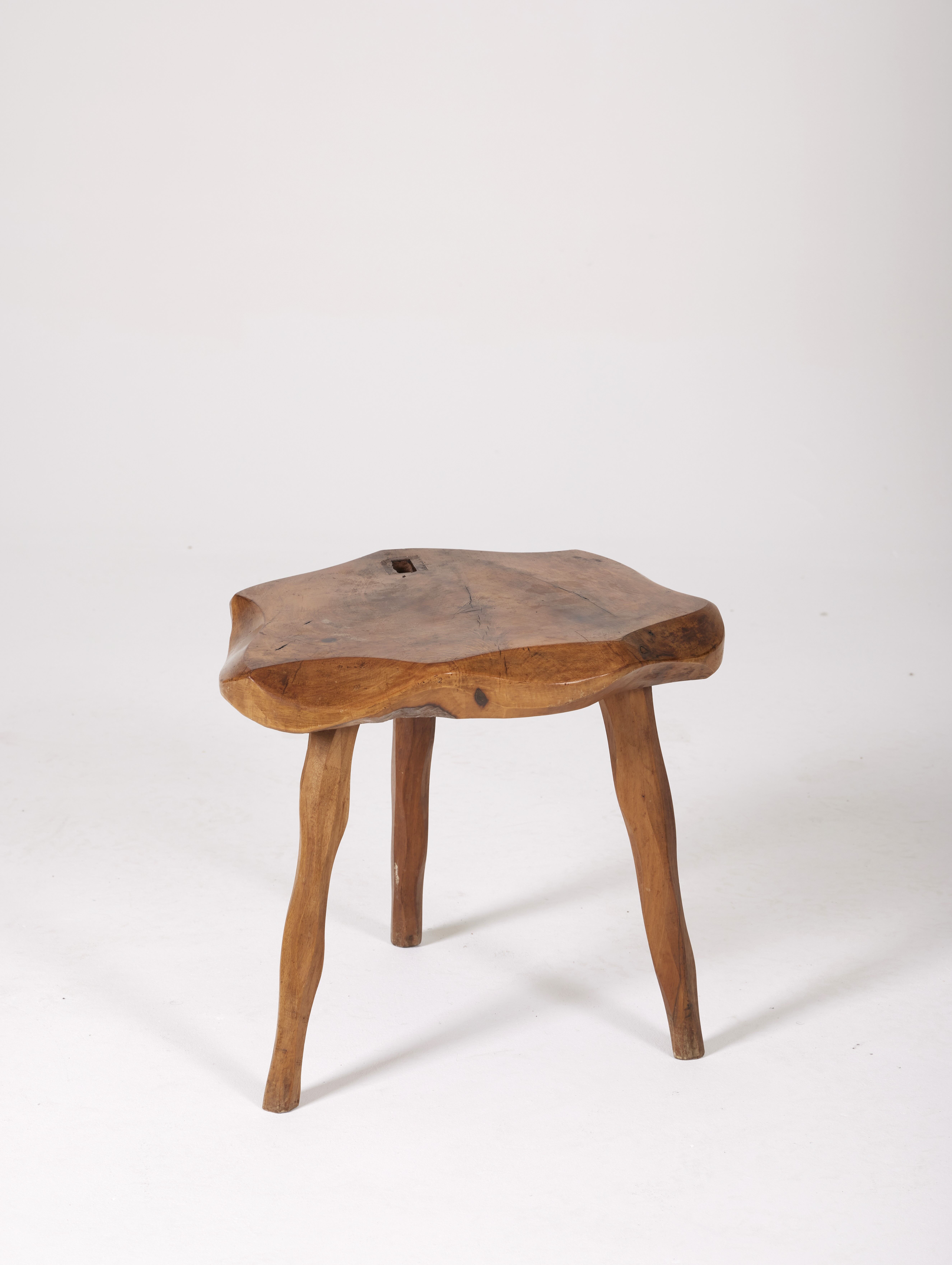 Paire de tabourets tripode brutaliste 1950s