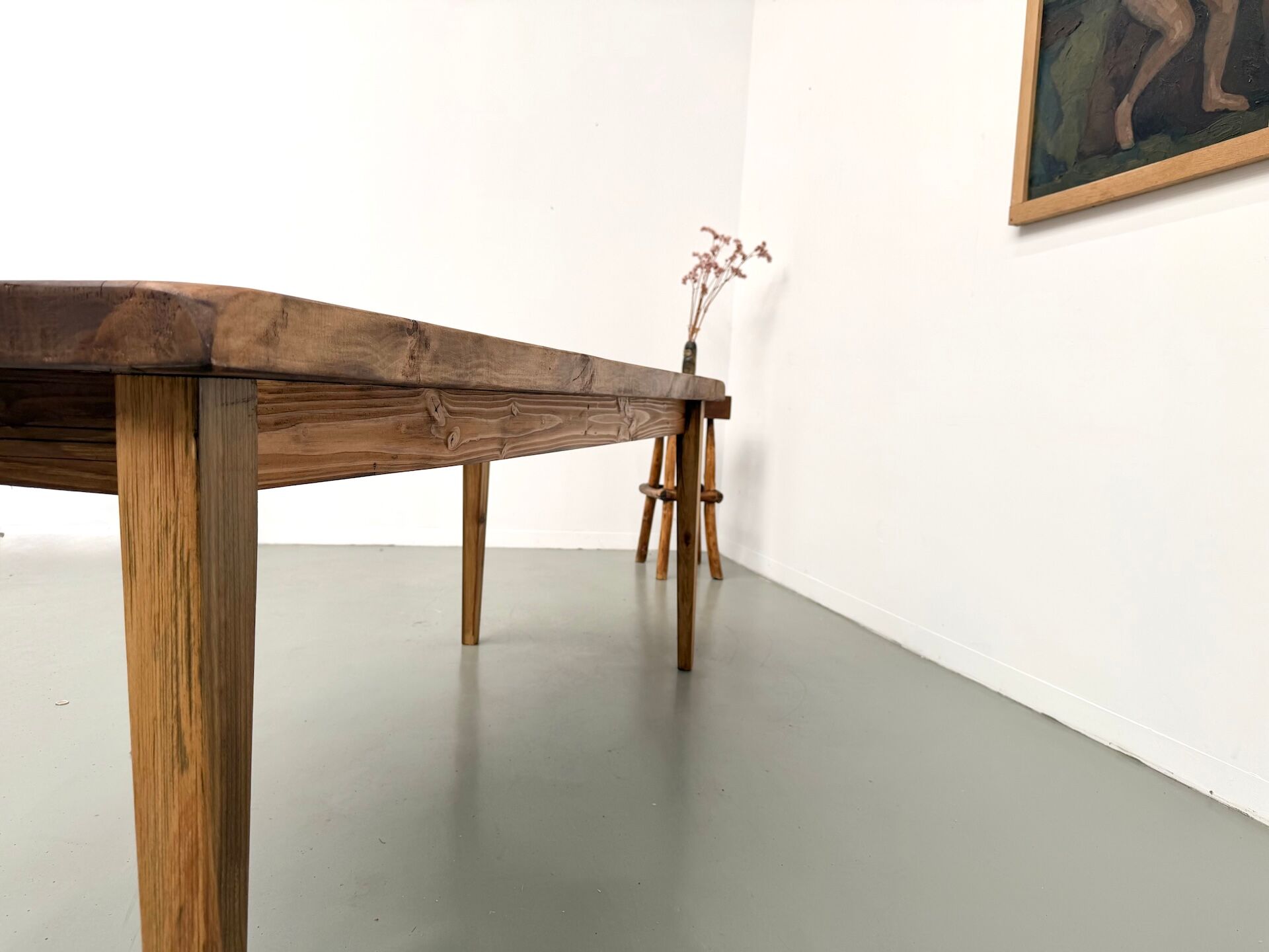 Table de ferme vintage en peuplier