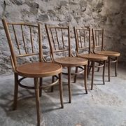 Set of 4 Fischel bentwood bistro chairs, Czechoslovakia, circa 1930–1950.