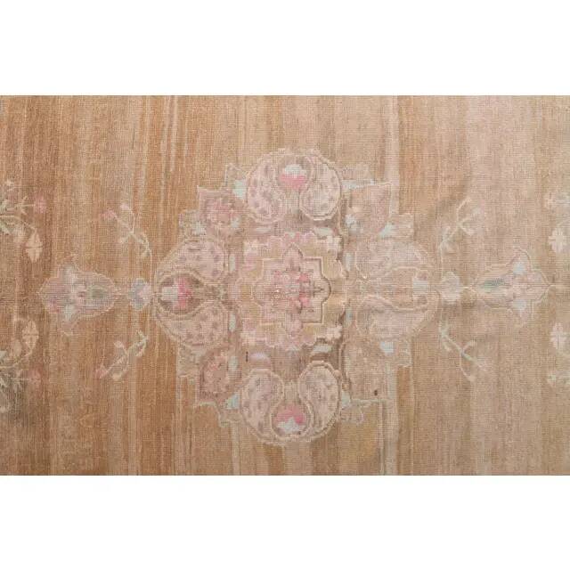 Vintage Turkish Hand-Knotted Wool Cotton Brown Area Rug 69x71