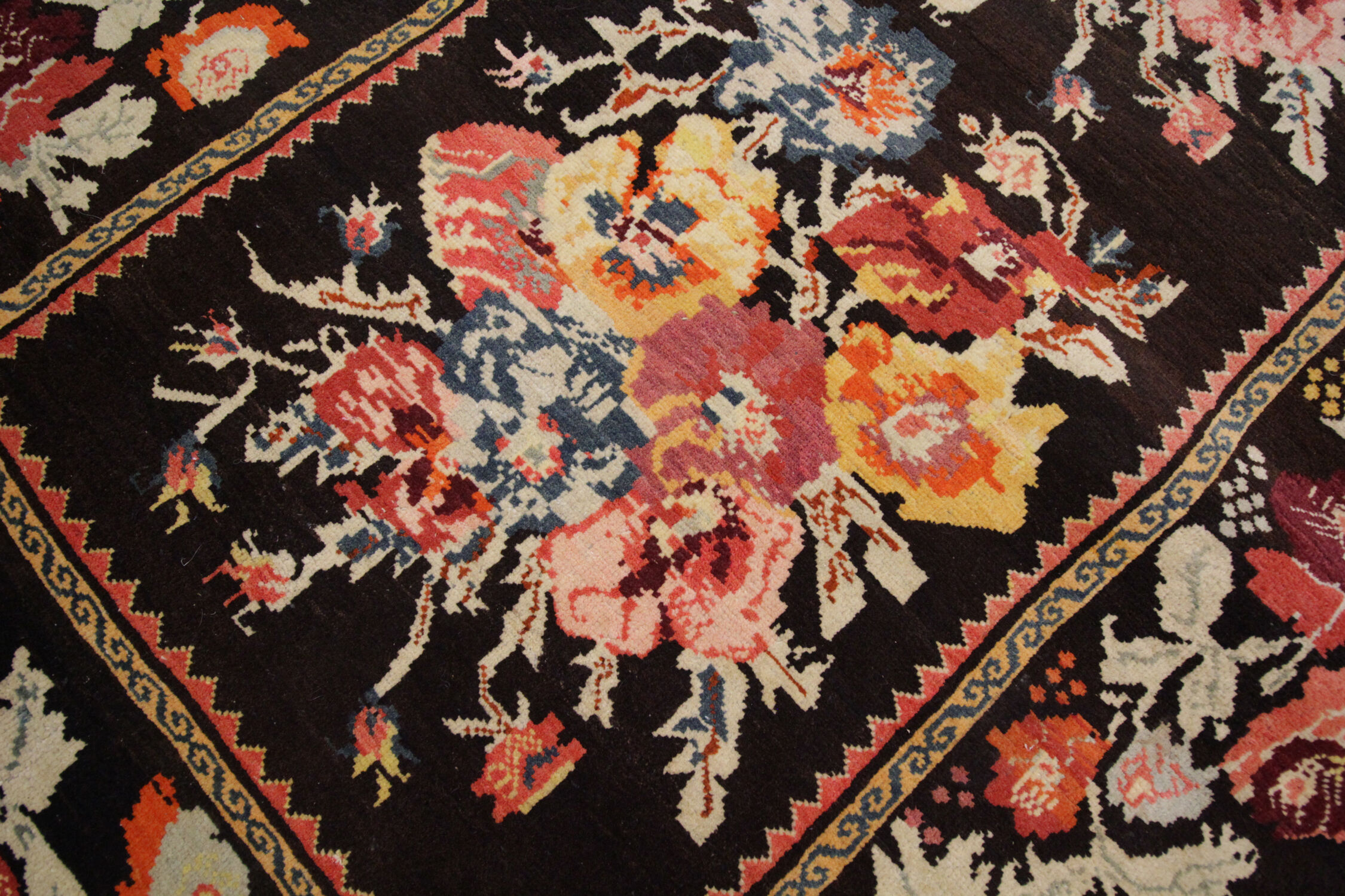 Handwoven caucasian karabakh rug, oriental wool floral carpet- 120x260cm