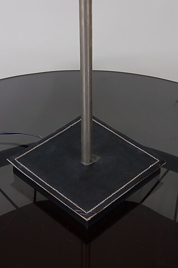 1950s Leather detailed table lamp, produced in France