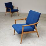 Pair of blue armchairs by Jiri Jiroutek for Interier Praha, 1960