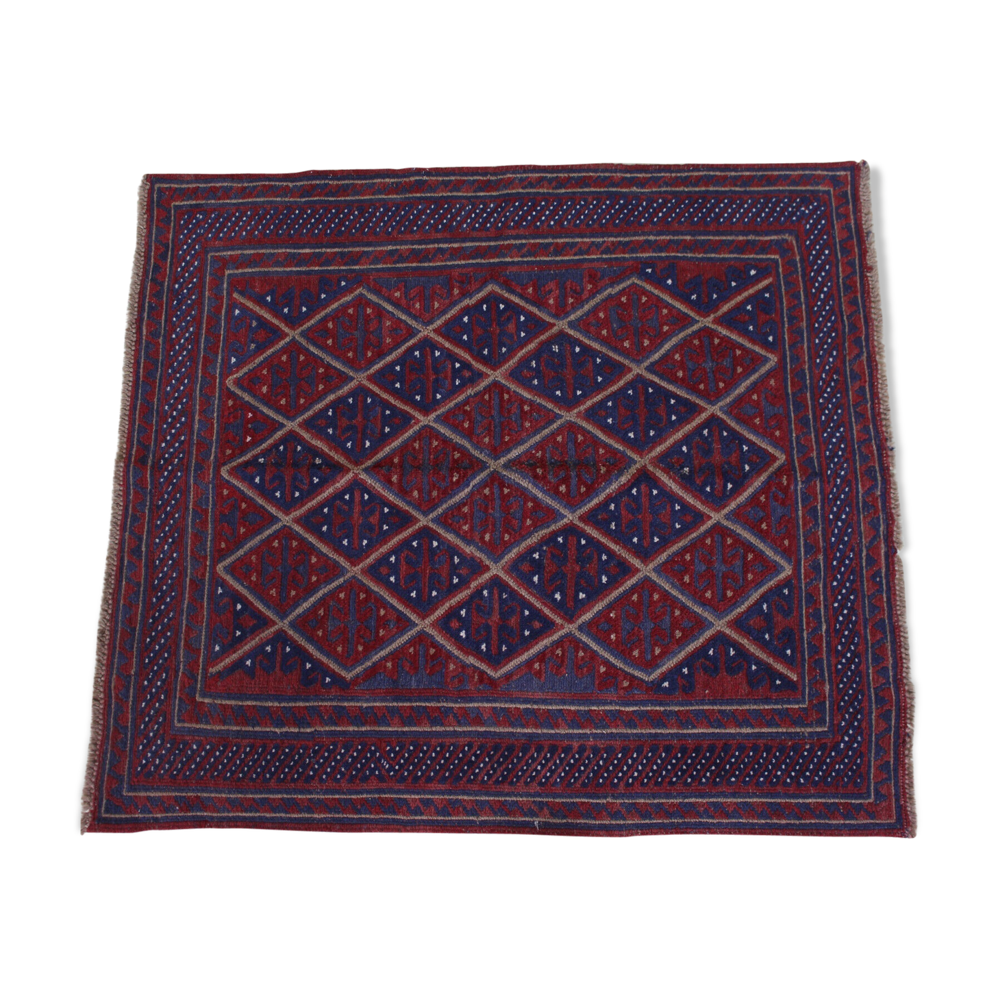 Afghan gazak geometric pattern rug 116x113cm