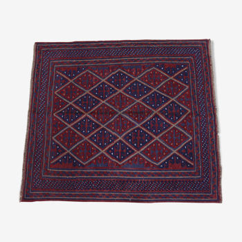 Afghan gazak geometric pattern rug 116x113cm