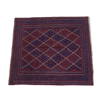 Tapis à franges gazak afghan à motif géométrique 116x113cm