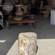 Very large white and grey petrified wood side table H45 D39 - 334