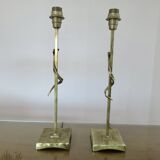 Pair of gilded brass lamps in the style of Fondica, 1970s