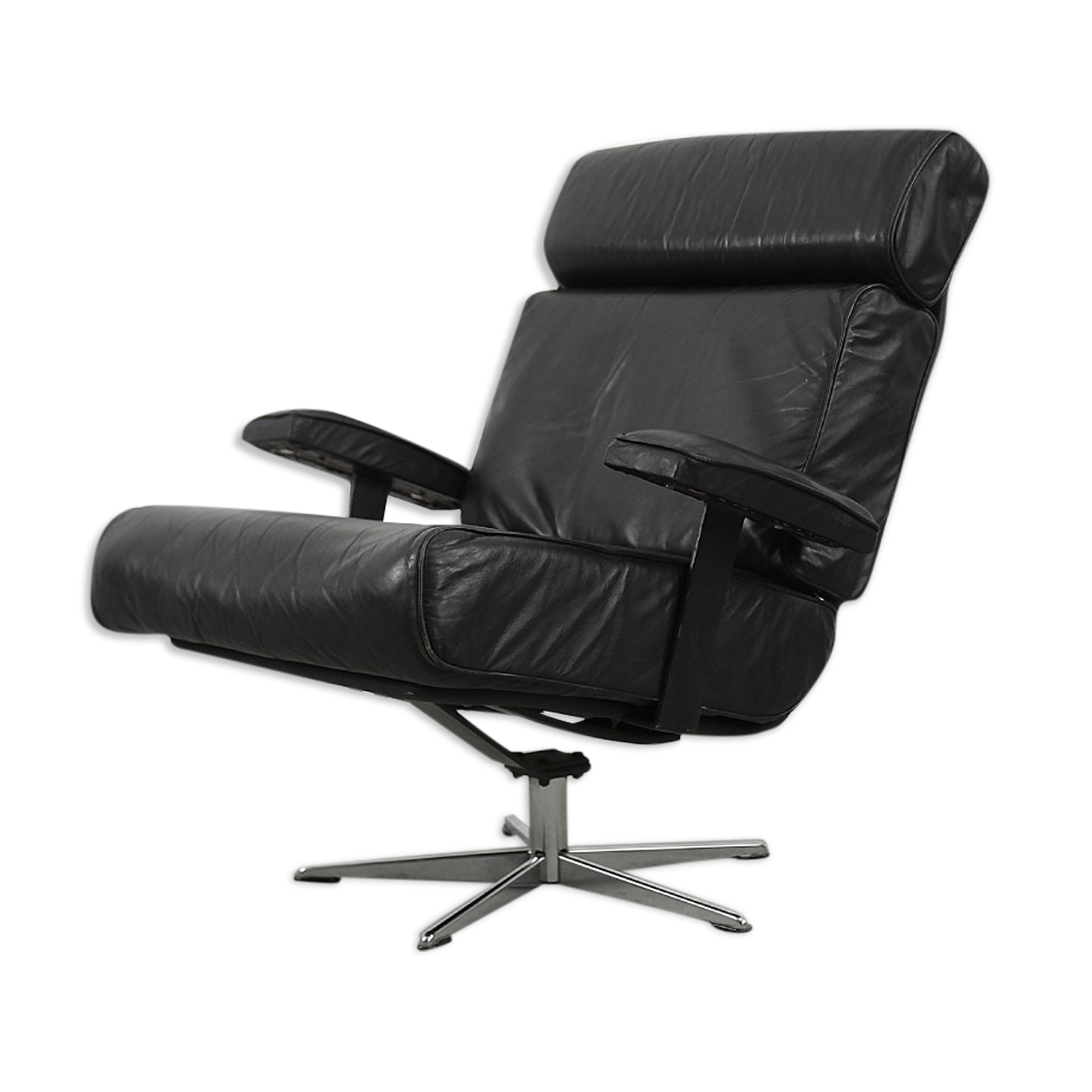 Vintage german office swivel leather easy chair, 1960s