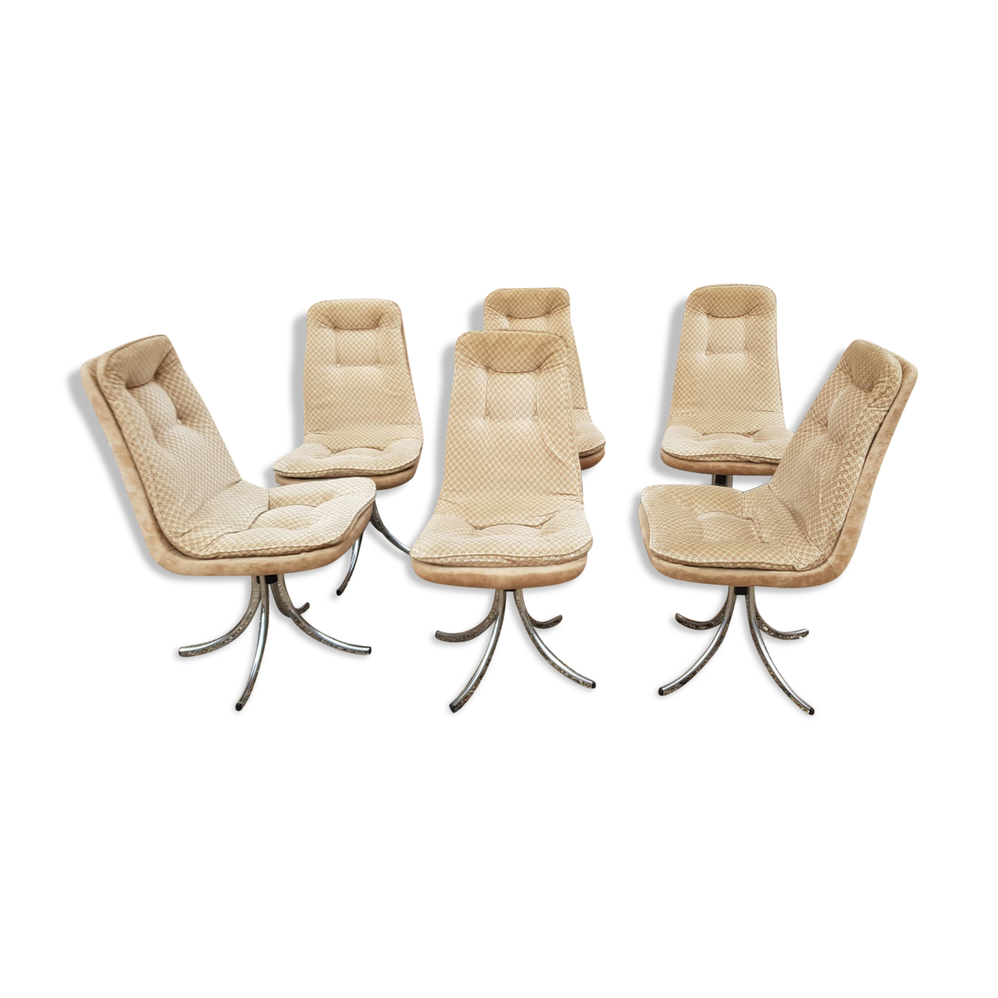 Series of 6 velvet chairs, Gastone Rinaldi 1970