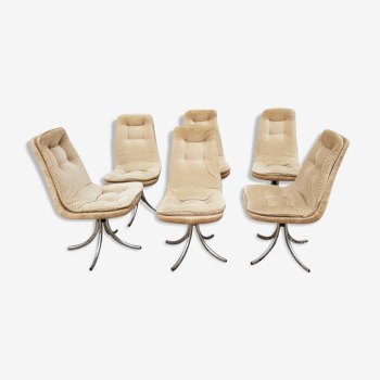 Série de 6 chaises velours, Gastone Rinaldi 1970