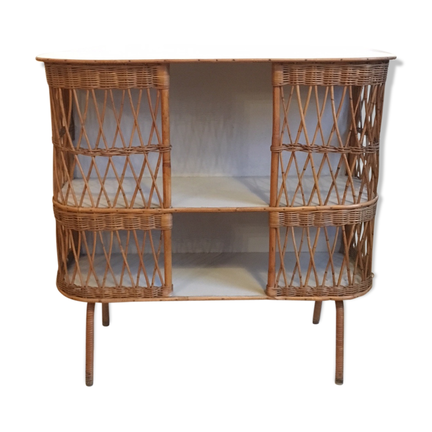 Sideboard of rattan and wood