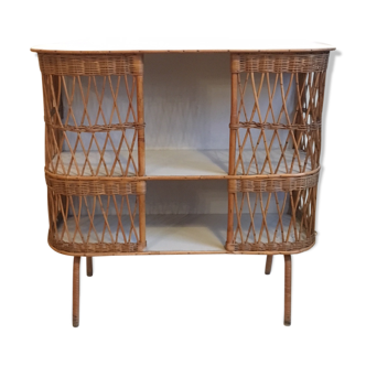Sideboard of rattan and wood