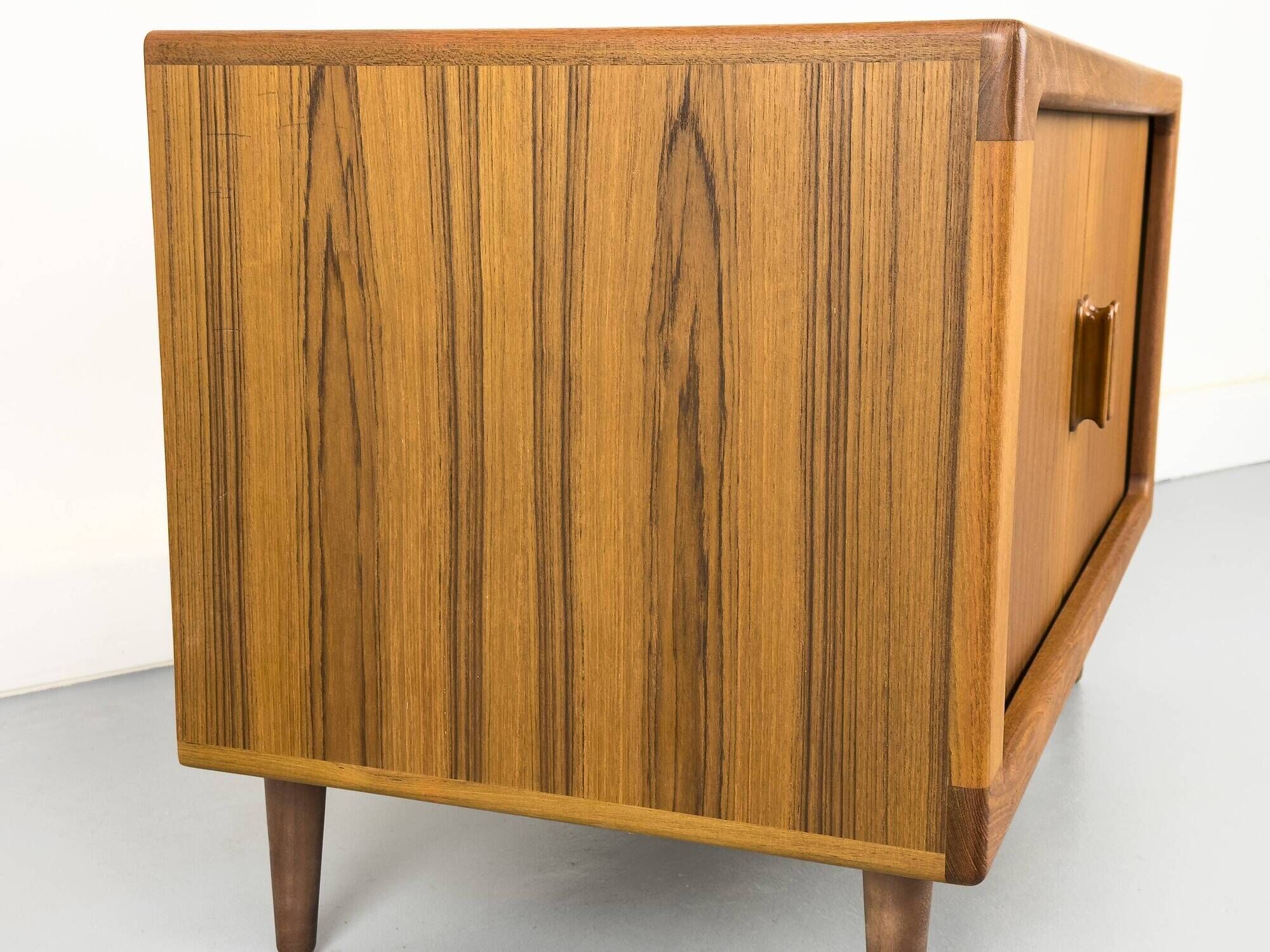 Low Teak Sideboard with Tambour Doors from CFC Silkeborg, 1970s