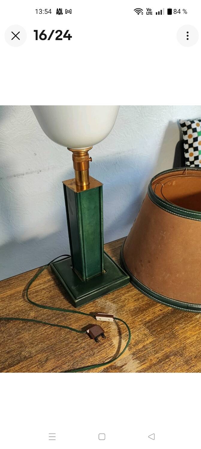 Lampe Art Déco Attribuée à Paul Dupré Lafon / Cuir Se killier et Parch