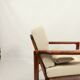 Vintage dark wood beige bouclé armchair by Z.Baczyk 1965