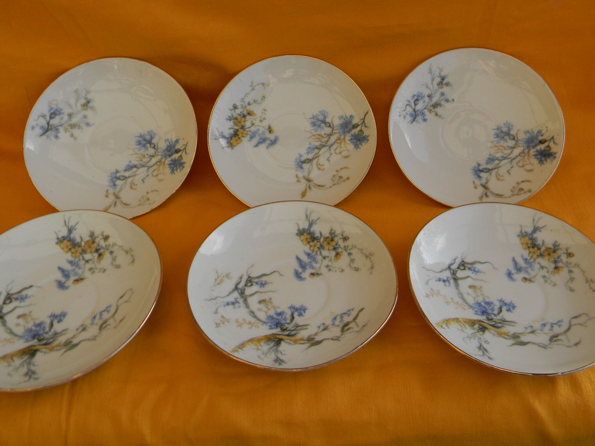 Set of 6 porcelain cups. Blueberry décor