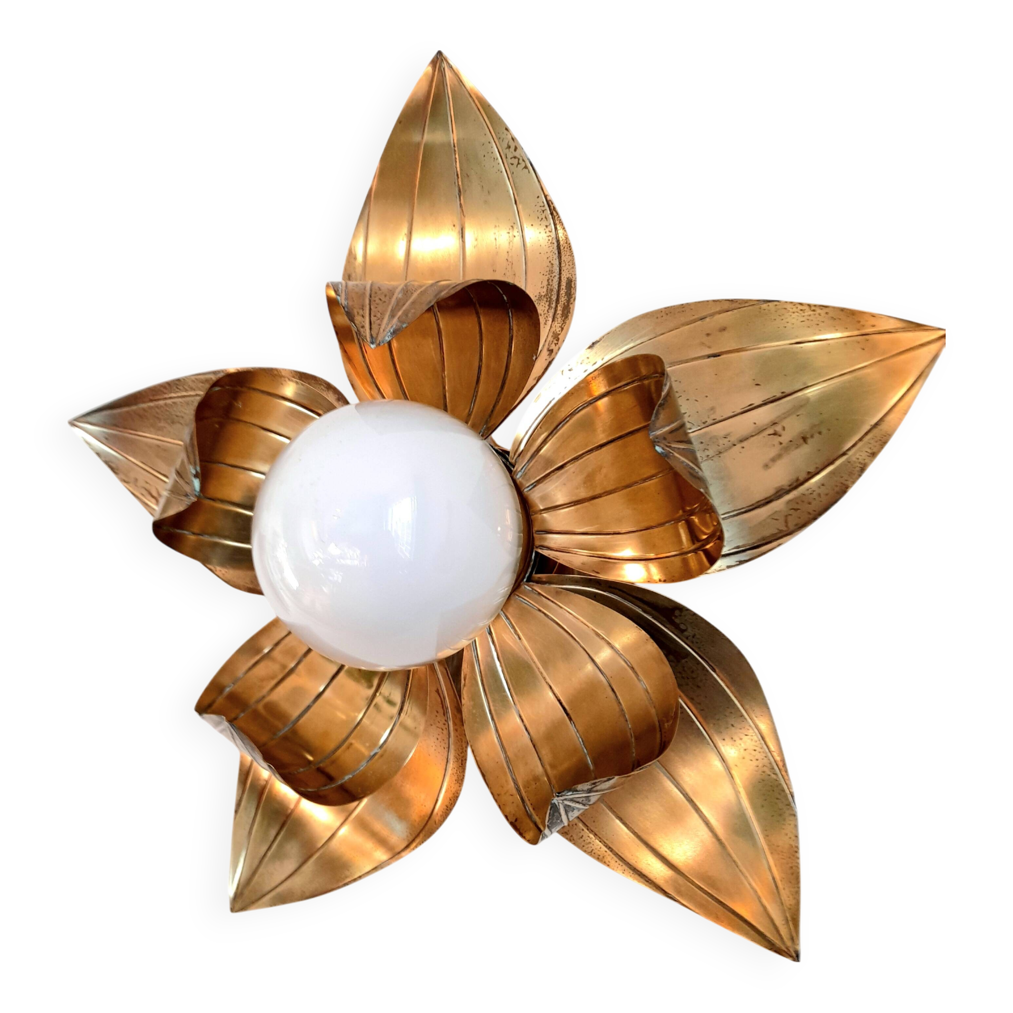 Grande applique fleur laiton style Jansen 1960