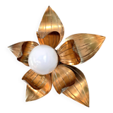 Large brass flower wall light, Jansen style, 1960
