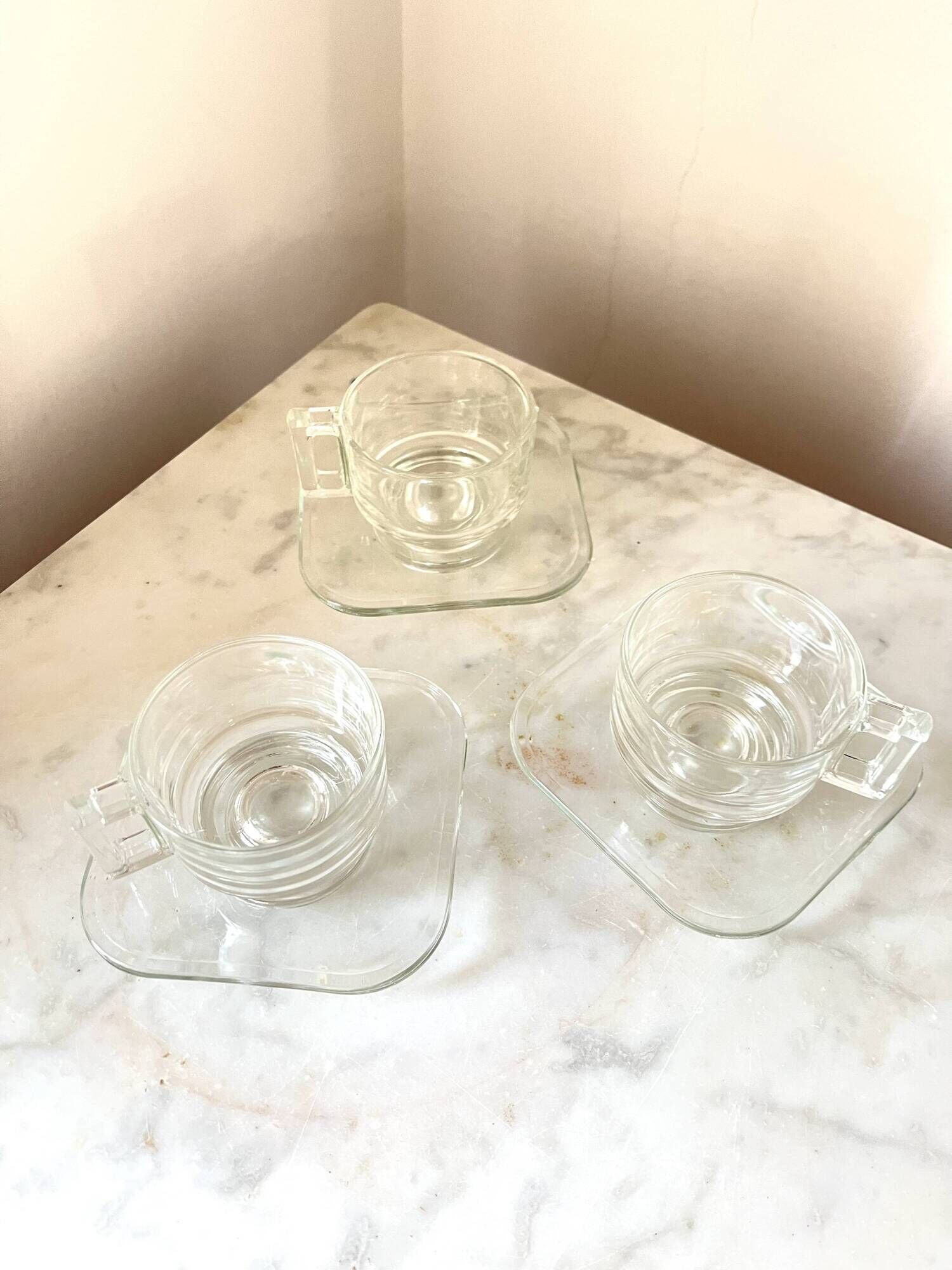 1 Joe Colombo “Arno” Coffee Cup & Saucer – Vintage Italian Modern Glass