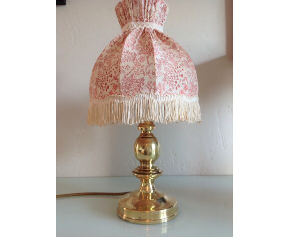 Brass Bedside Lamp And Pink Vintage Lampshade 60s 70s Selency Pink Vintage Lampshade 60s 70s, Vintage Lamp Shades With Tassels