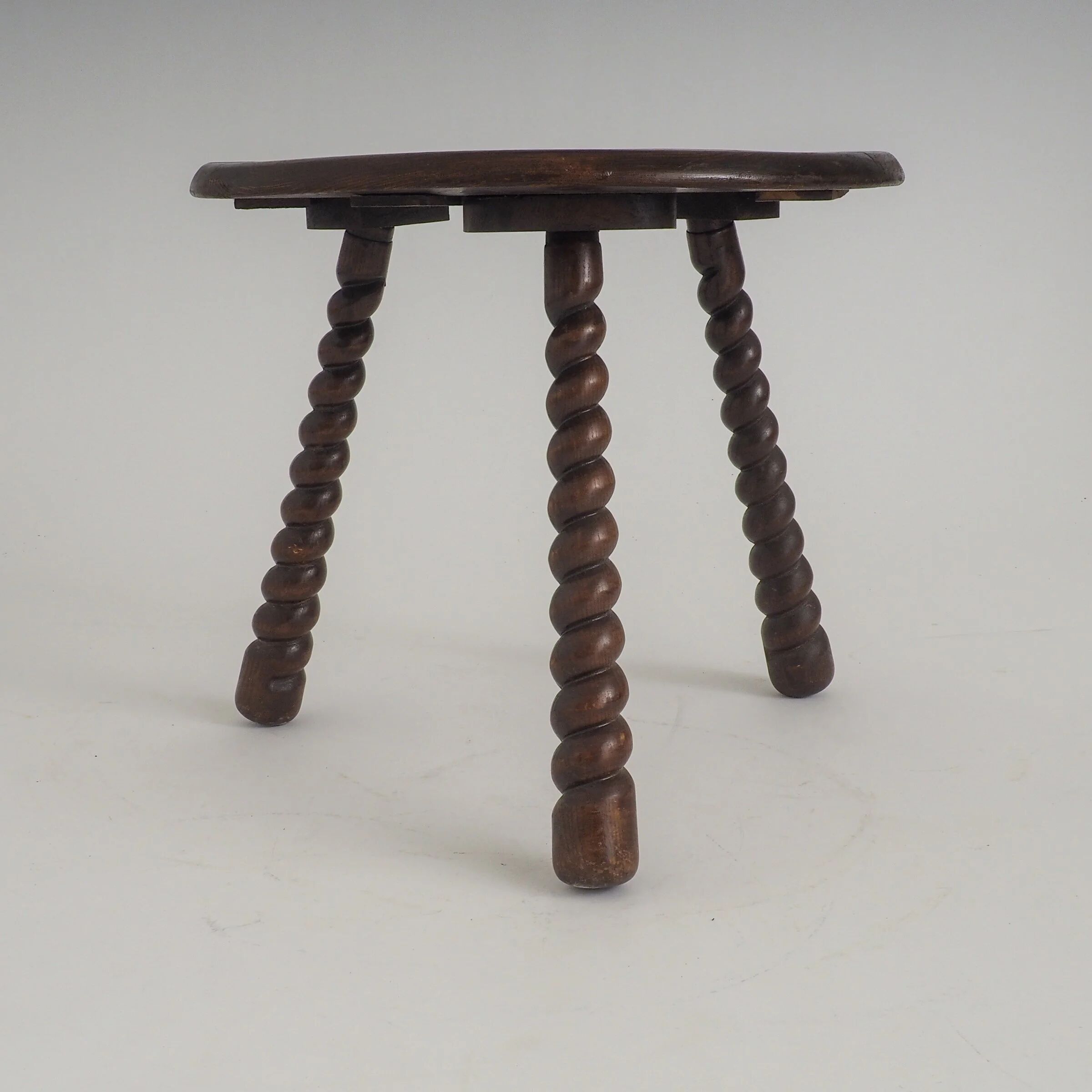 French oak tripod side table attributed to Charles Dudouyt